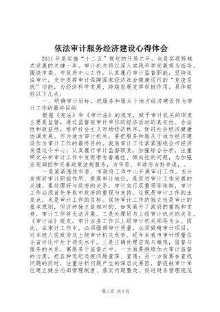 依法审计服务经济建设心得体会