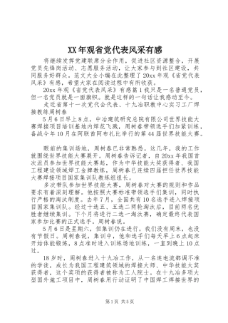 XX年观省党代表风采有感