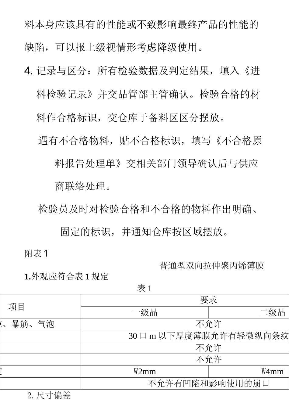 BOPP薄膜进料检验标准_第3页