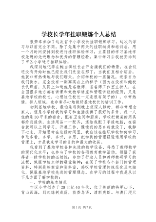 学校长学年挂职锻炼个人总结