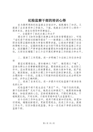 纪检监察干部的培训心得