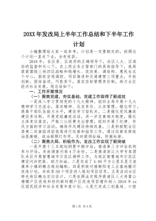 20XX年发改局上半年工作总结和下半年工作计划