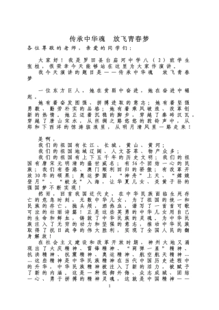 传承中华魂放飞青春梦