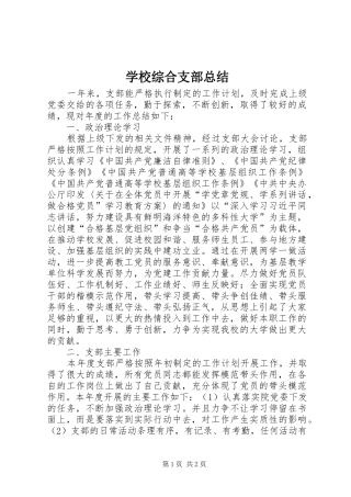 学校综合支部总结