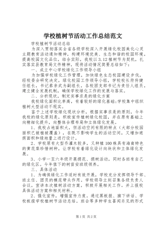 学校植树节活动工作总结范文