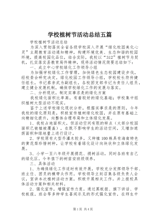 学校植树节活动总结五篇