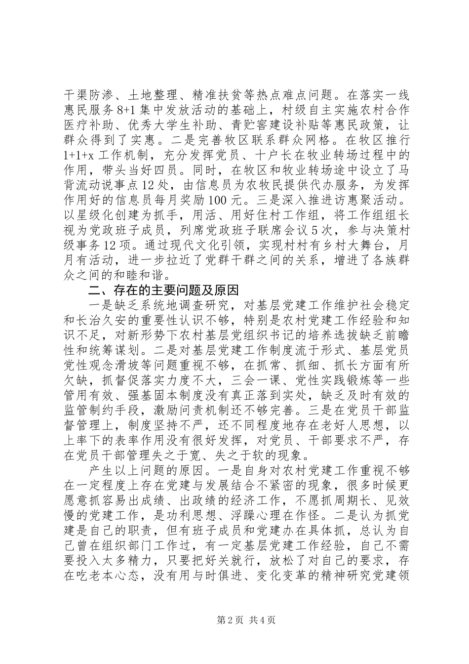 20XX年党委书记履职抓基层党建工作述职报告_第2页