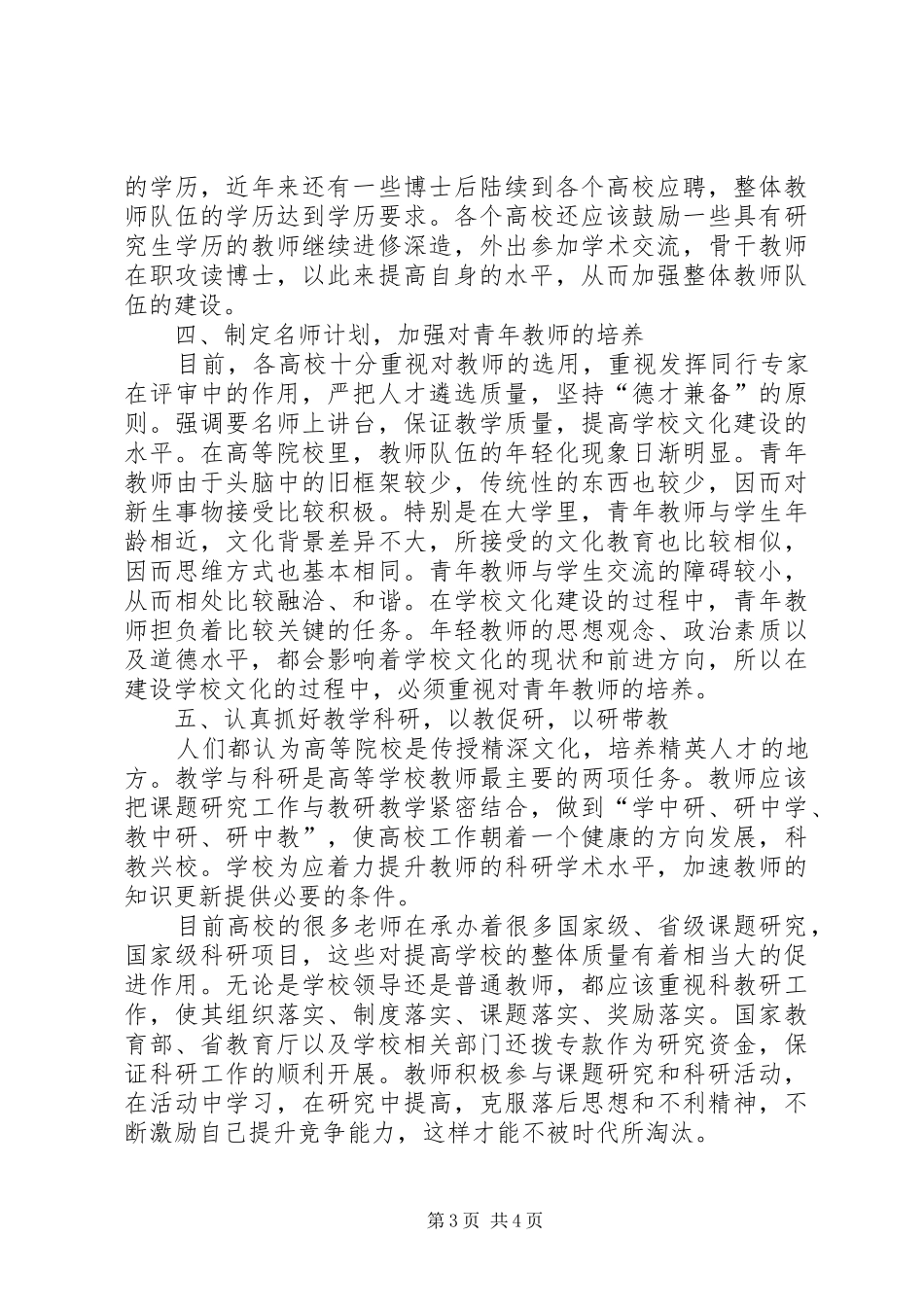 学校文化谈高校师资队伍建设-高校师资队伍建设总结_第3页