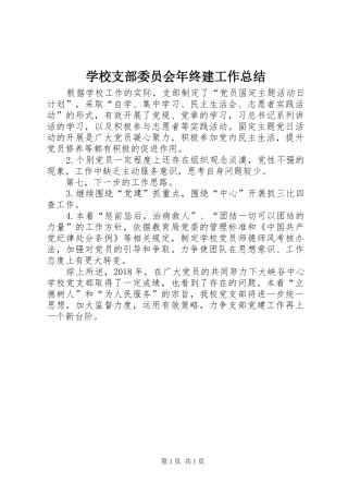 学校支部委员会年终建工作总结