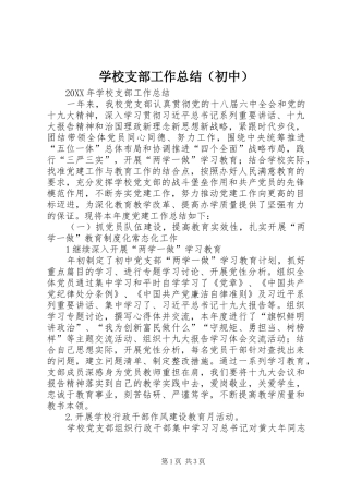 学校支部工作总结（初中）