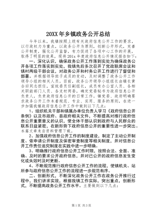 20XX年乡镇政务公开总结