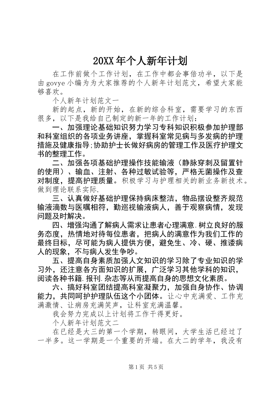 20XX年个人新年计划_第1页