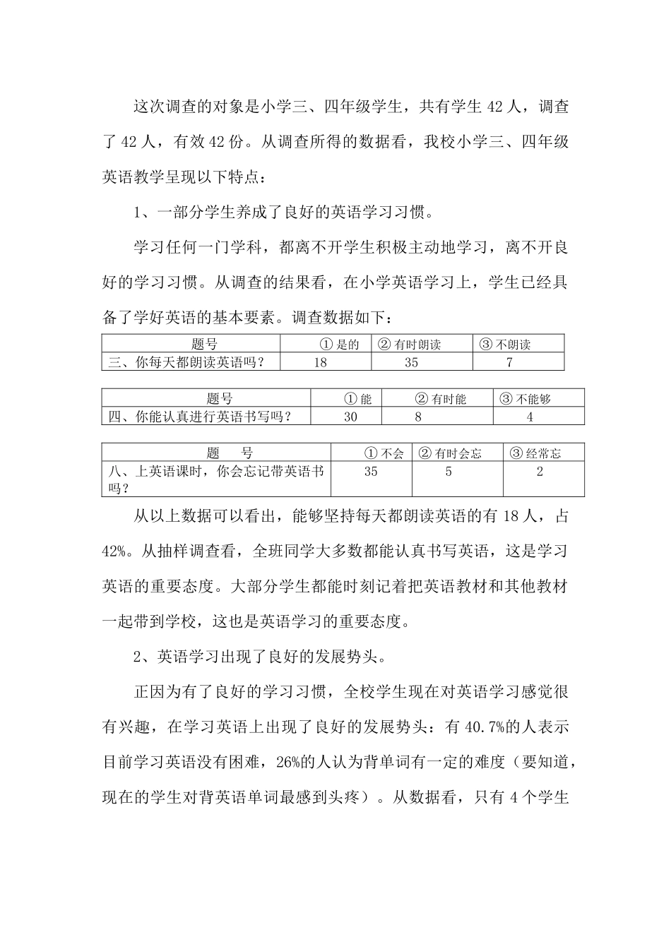 小学英语学习情况调查分析报告_第2页