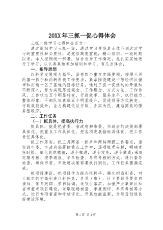 20XX年三抓一促心得体会