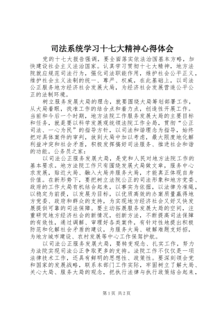 司法系统学习十七大精神心得体会