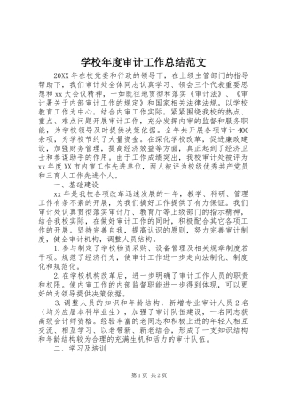 学校年度审计工作总结范文