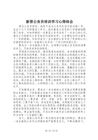新晋公务员培训学习心得体会