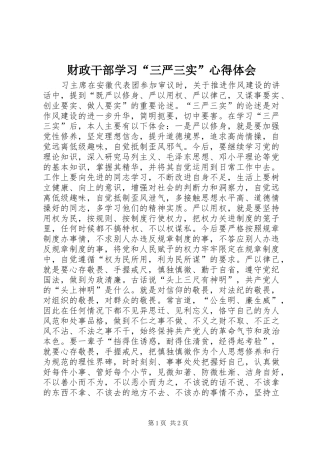 财政干部学习“三严三实”心得体会