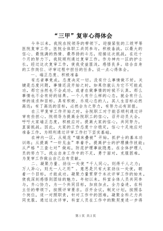 “三甲”复审心得体会