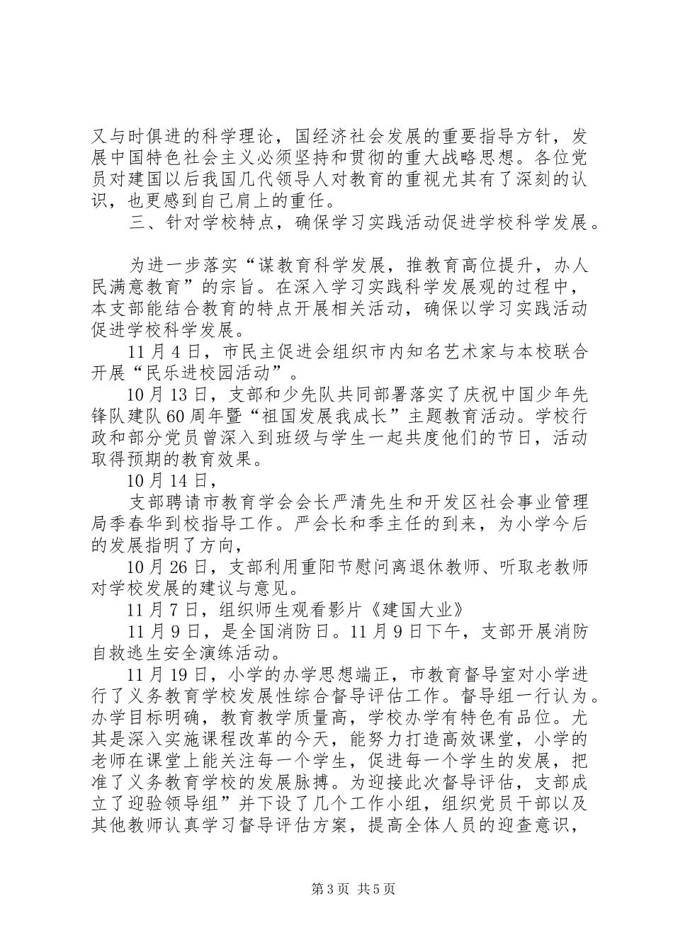 学校小学党支部践行总结_第3页