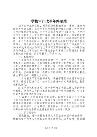 学校审计改革年终总结