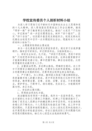 学校宣传委员个人剖析材料小结
