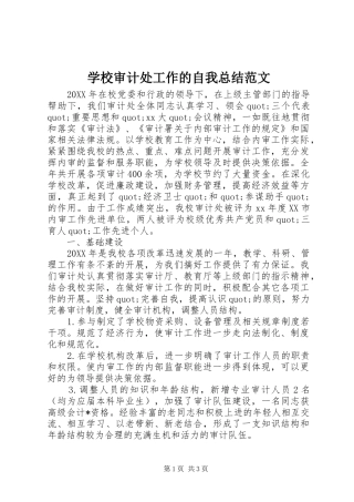 学校审计处工作的自我总结范文