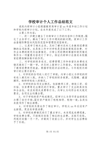 学校审计个人工作总结范文