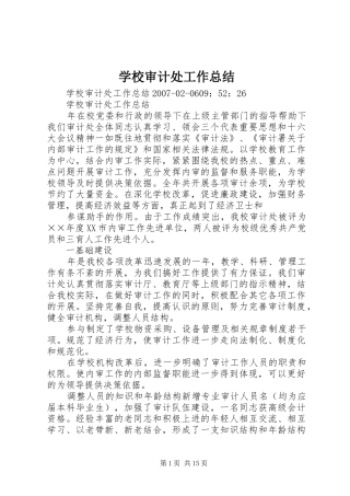 学校审计处工作总结