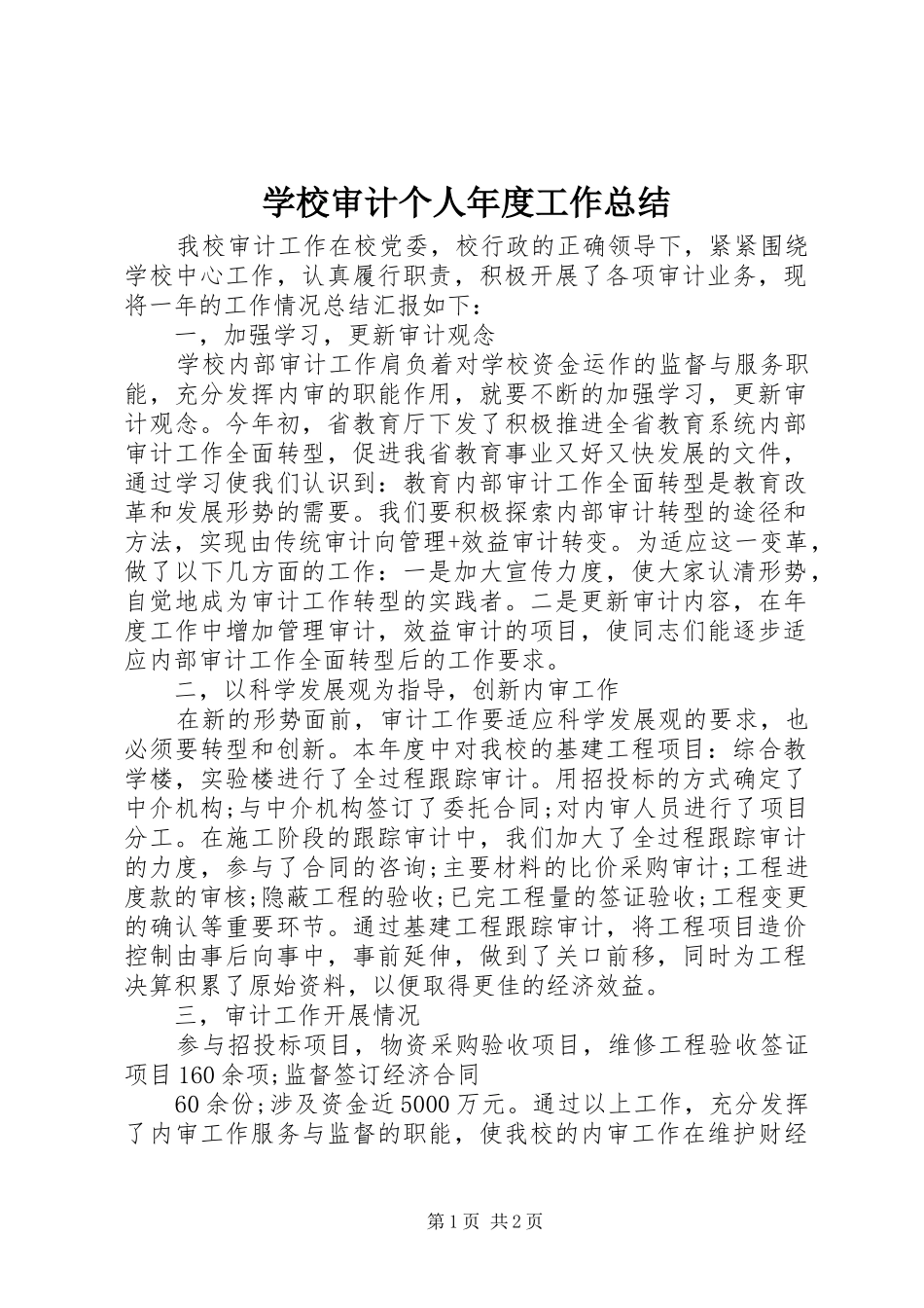 学校审计个人年度工作总结_第1页