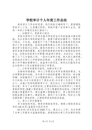 学校审计个人年度工作总结