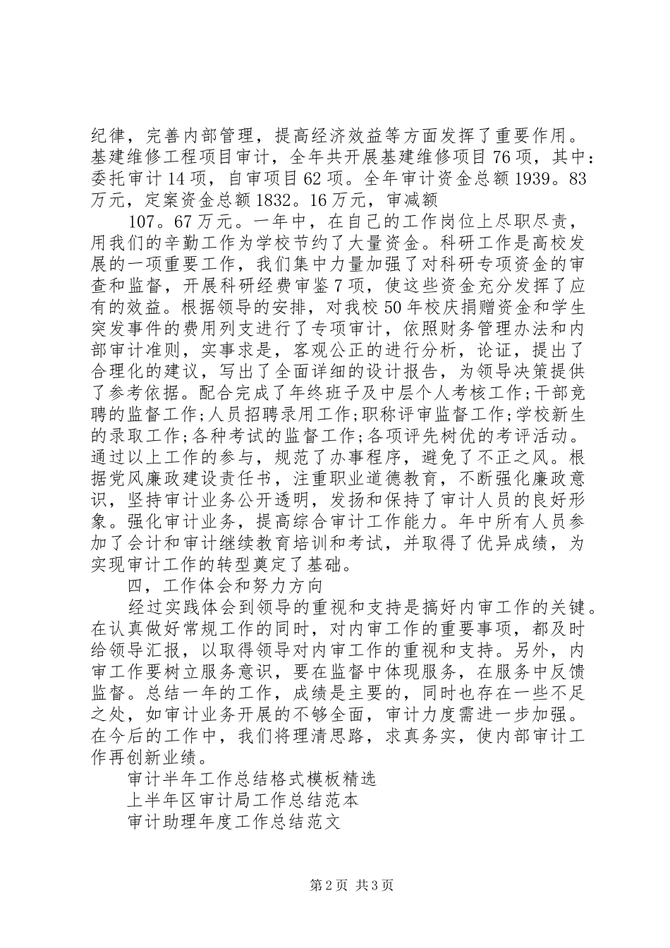 学校审计工作总结范文_第2页