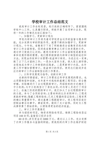 学校审计工作总结范文