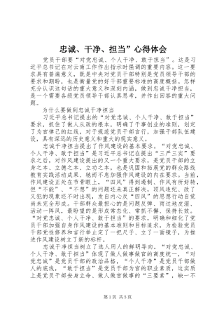 忠诚、干净、担当”心得体会