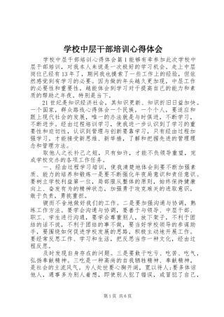 学校中层干部培训心得体会