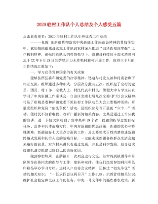 2024驻村工作队个人总结及个人感受五篇 
