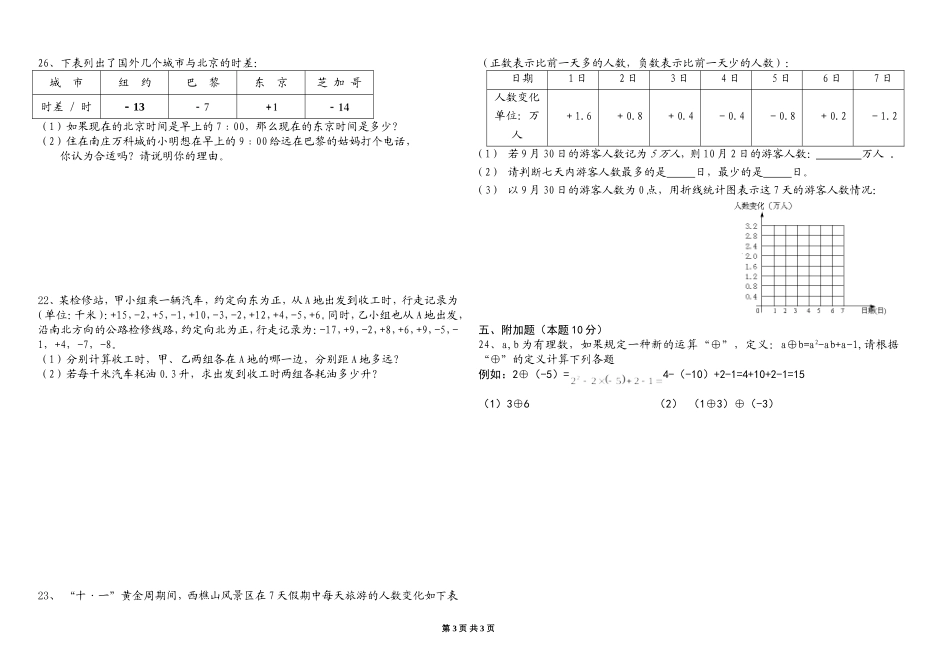 隆德四学七年级第一章数学试卷_第3页
