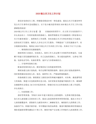 2024镇公共卫生工作计划 