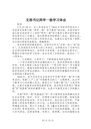 支部书记两学一做学习体会