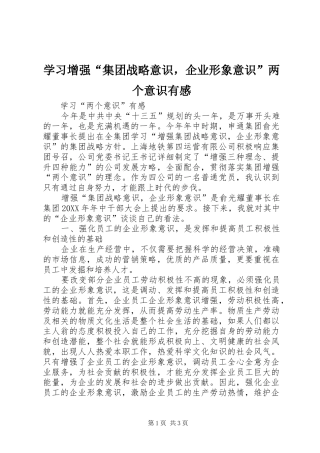 学习增强“集团战略意识，企业形象意识”两个意识有感