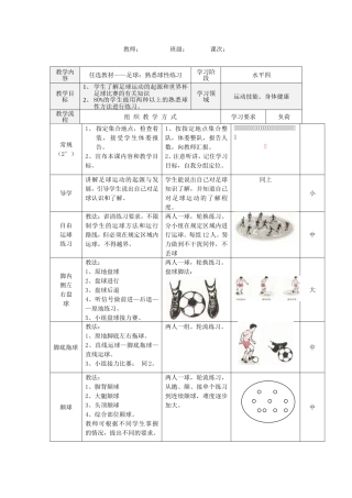 足球：熟悉球性练习教案