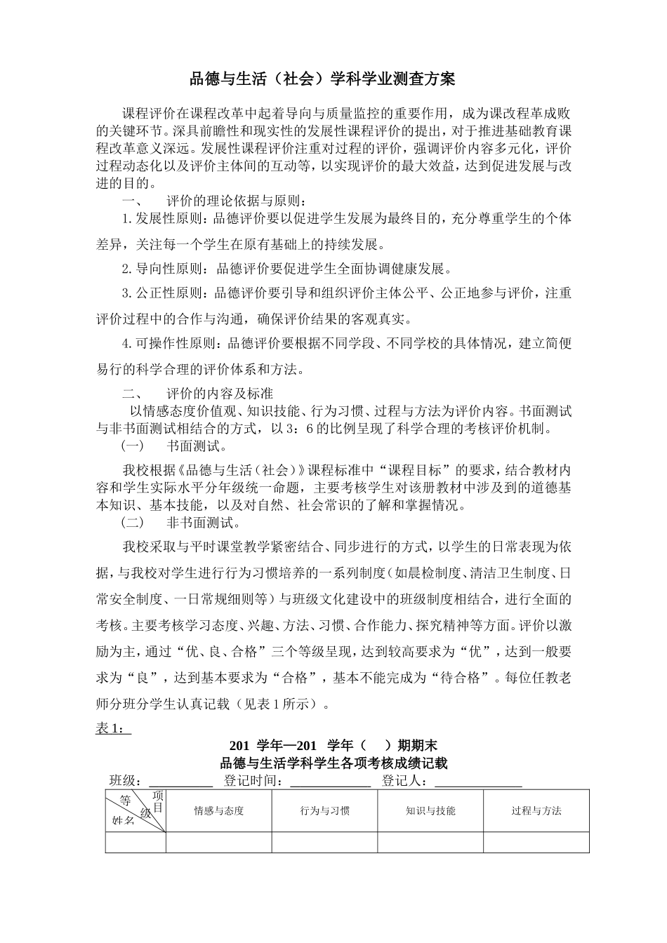 品德与生活（社会）学科评价修改后_第1页