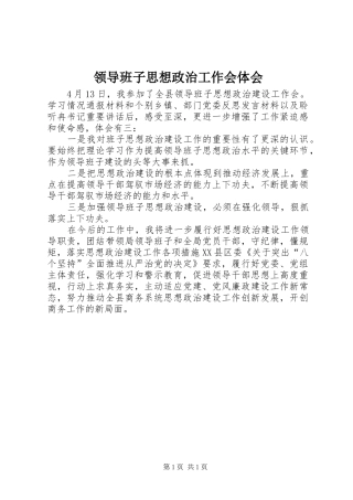 领导班子思想政治工作会体会