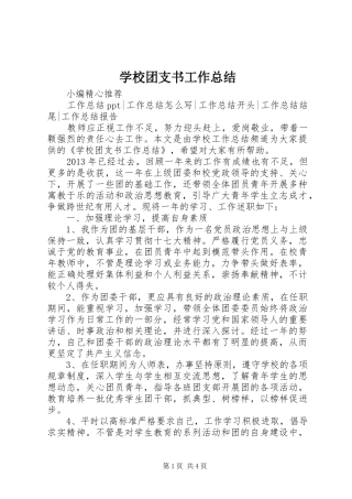 学校团支书工作总结