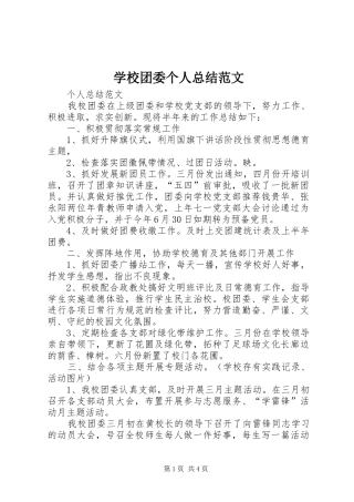 学校团委个人总结范文