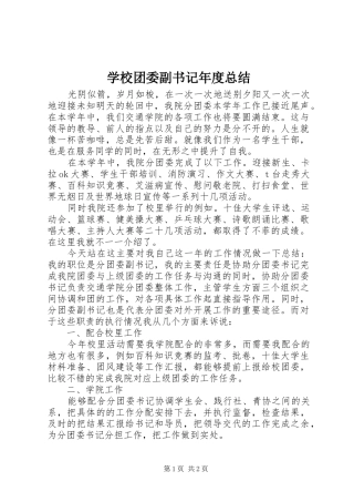 学校团委副书记年度总结