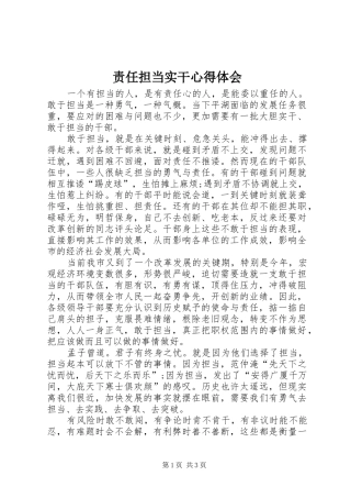责任担当实干心得体会