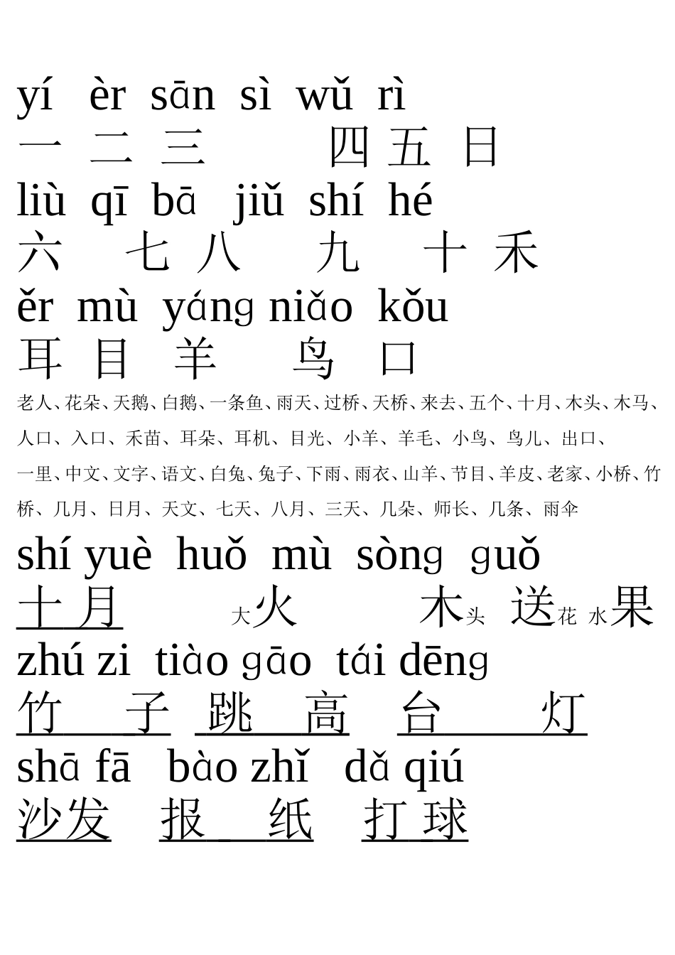 人教版一年级上册语文生字表1_第3页