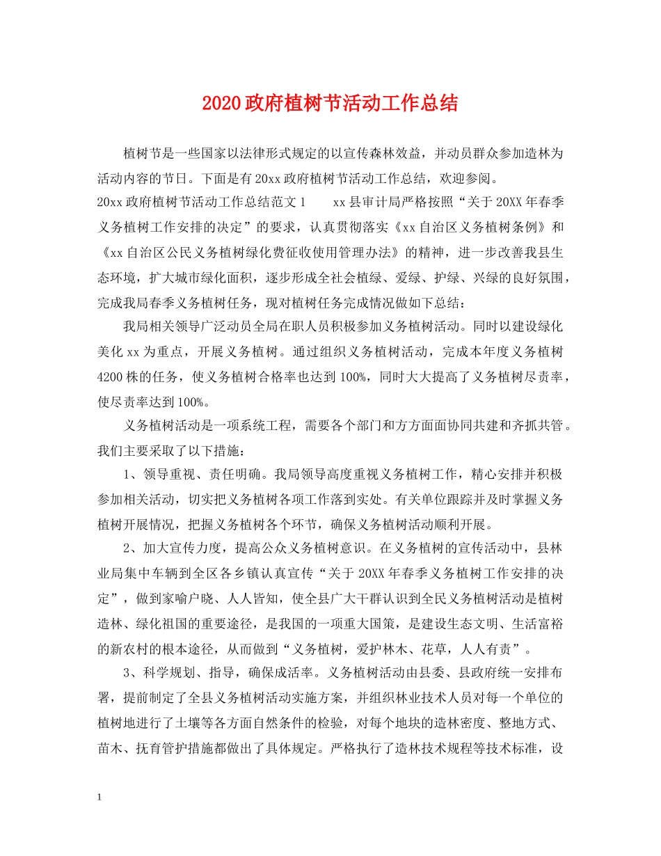 2024政府植树节活动工作总结 _第1页