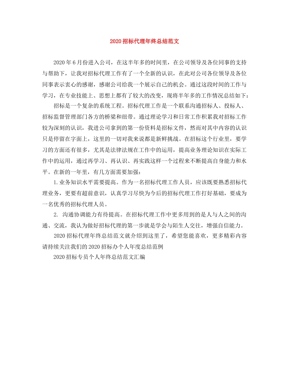 2024招标代理年终总结范文 _第1页